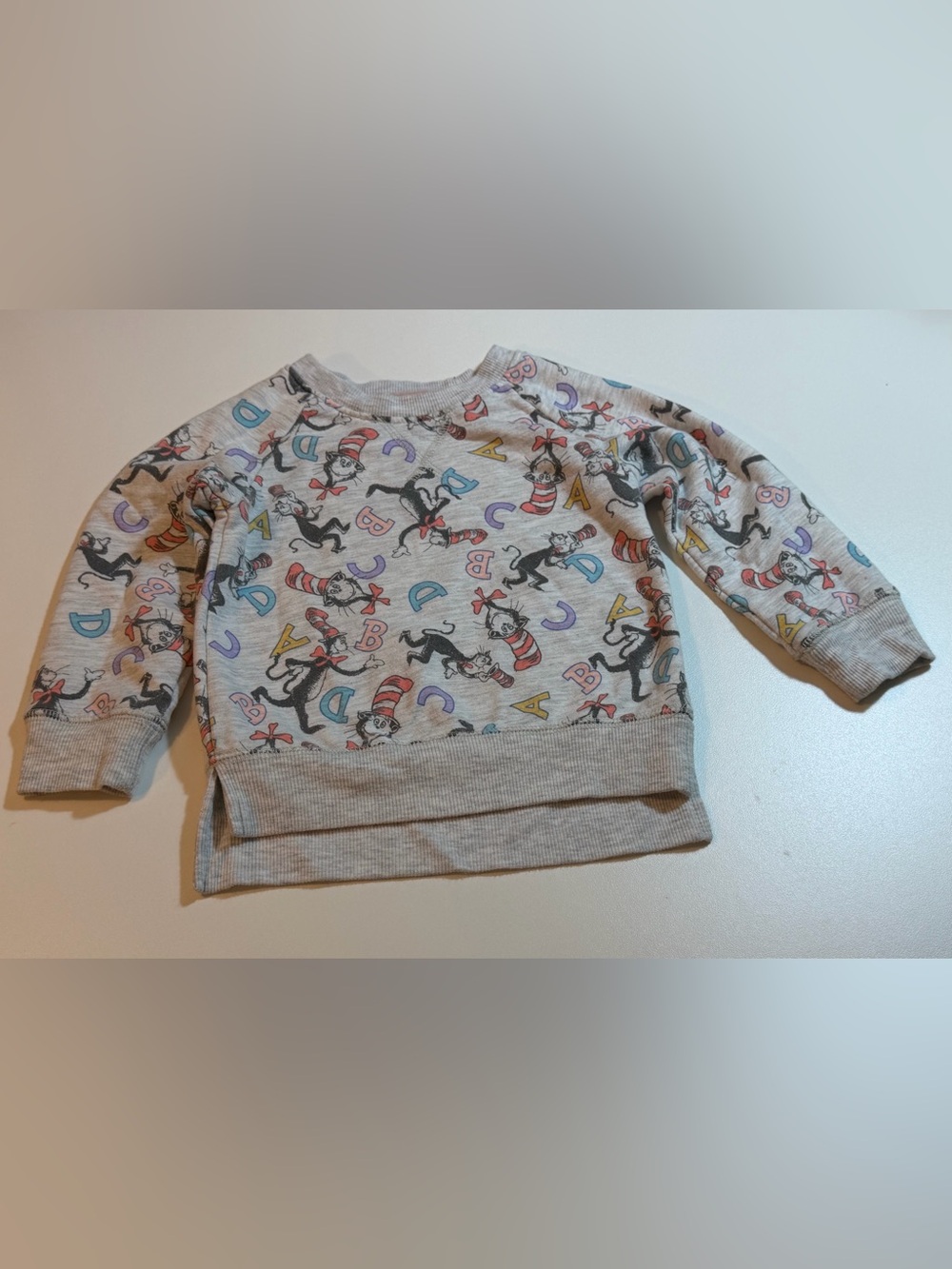 Dr. Seuss Cat in the Hat ABC Toddler Crewneck Sweatshirt Light Gray Heather 2T